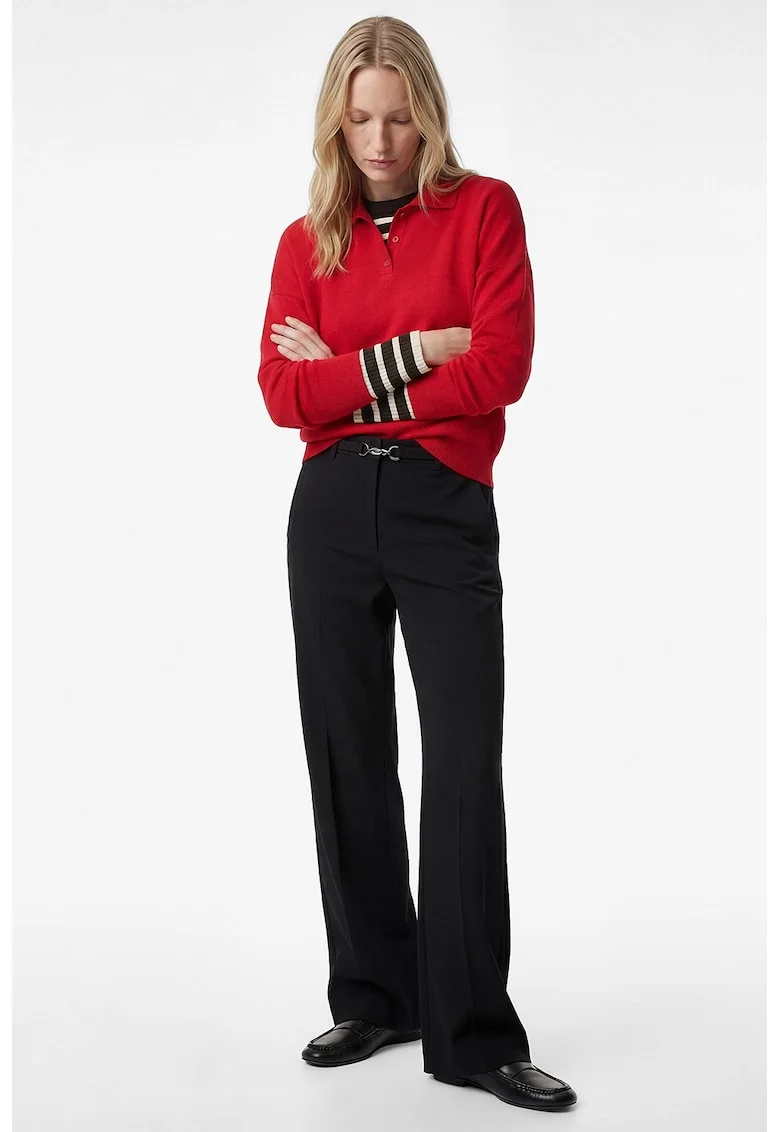 Pantaloni drepti cu talie inalta, Negru