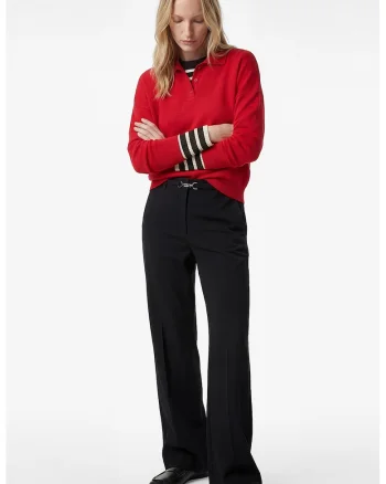 Pantaloni drepti cu talie inalta, Negru