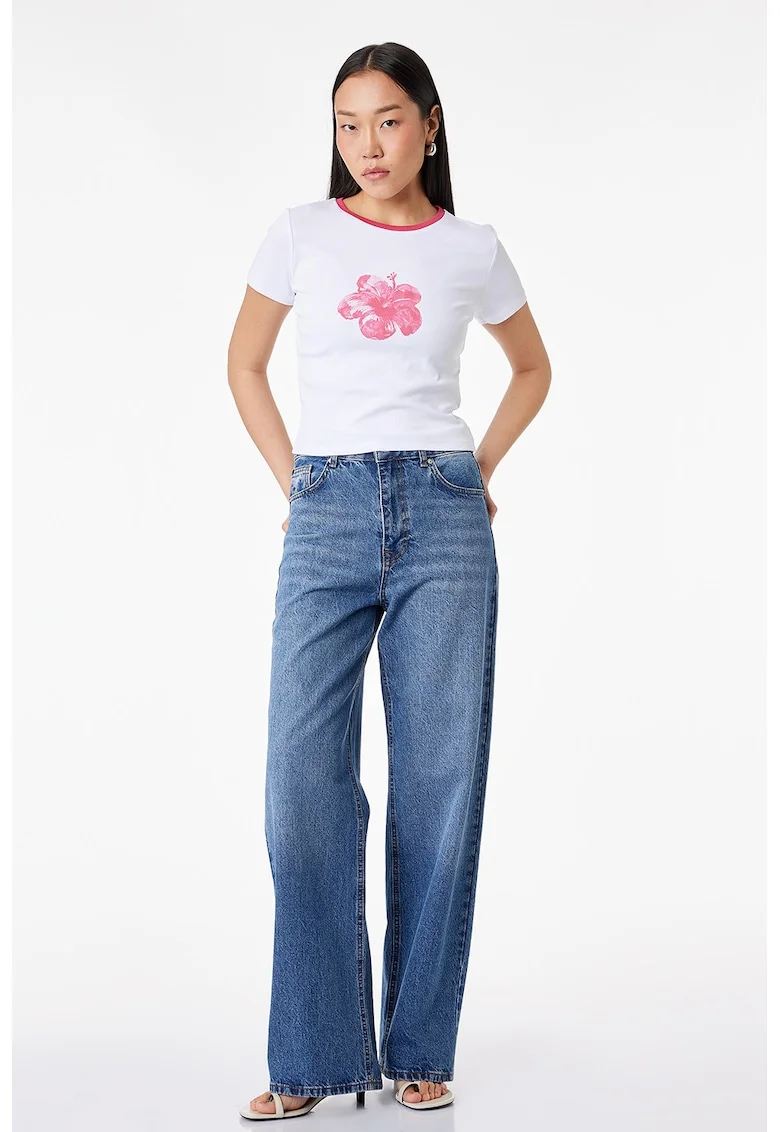 Tricou slim fit cu imprimeu grafic, Alb