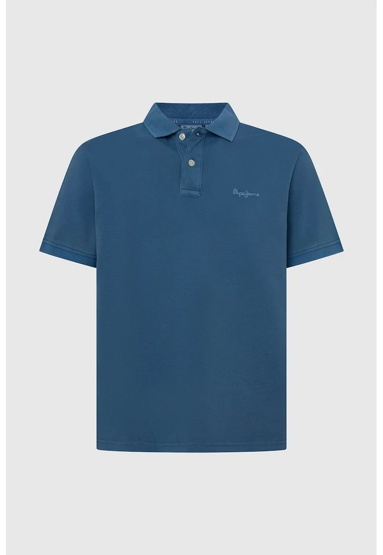 Tricou polo din bumbac pique, Albastru inchis