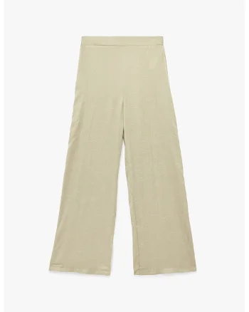 Pantaloni ampli texturati cu banda elastica pe partea din spate, Bej