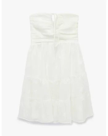 Rochie mini evazata cu model cu stele, Alb