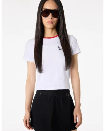 Tricou de bumbac cu decolteu la baza gatului, Alb