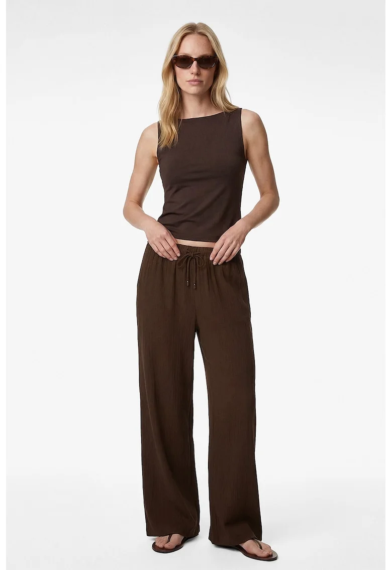 Pantaloni drepti cu snururi, Maro inchis