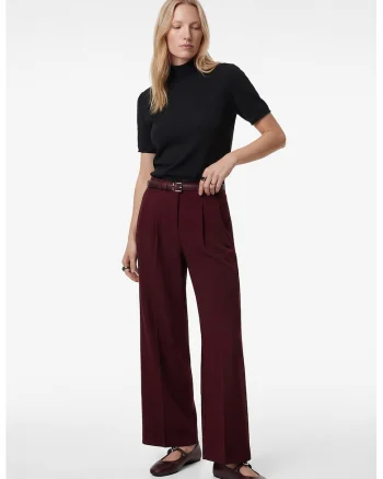 Pantaloni drepti cu talie medie, Visiniu
