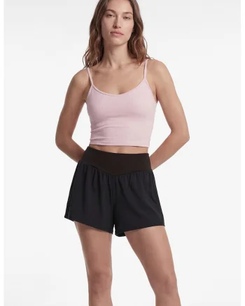 Pantaloni scurti uni cu talie inalta, Negru