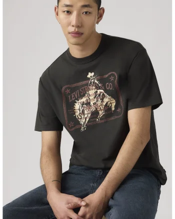 Tricou de bumbac cu imprimeu logo contrastant Vintage, Maro/Bej/Negru stins