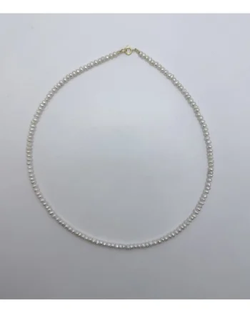 Colier handmade, realizat din perle de cultura, accesorii de inchidere argint placat cu aur