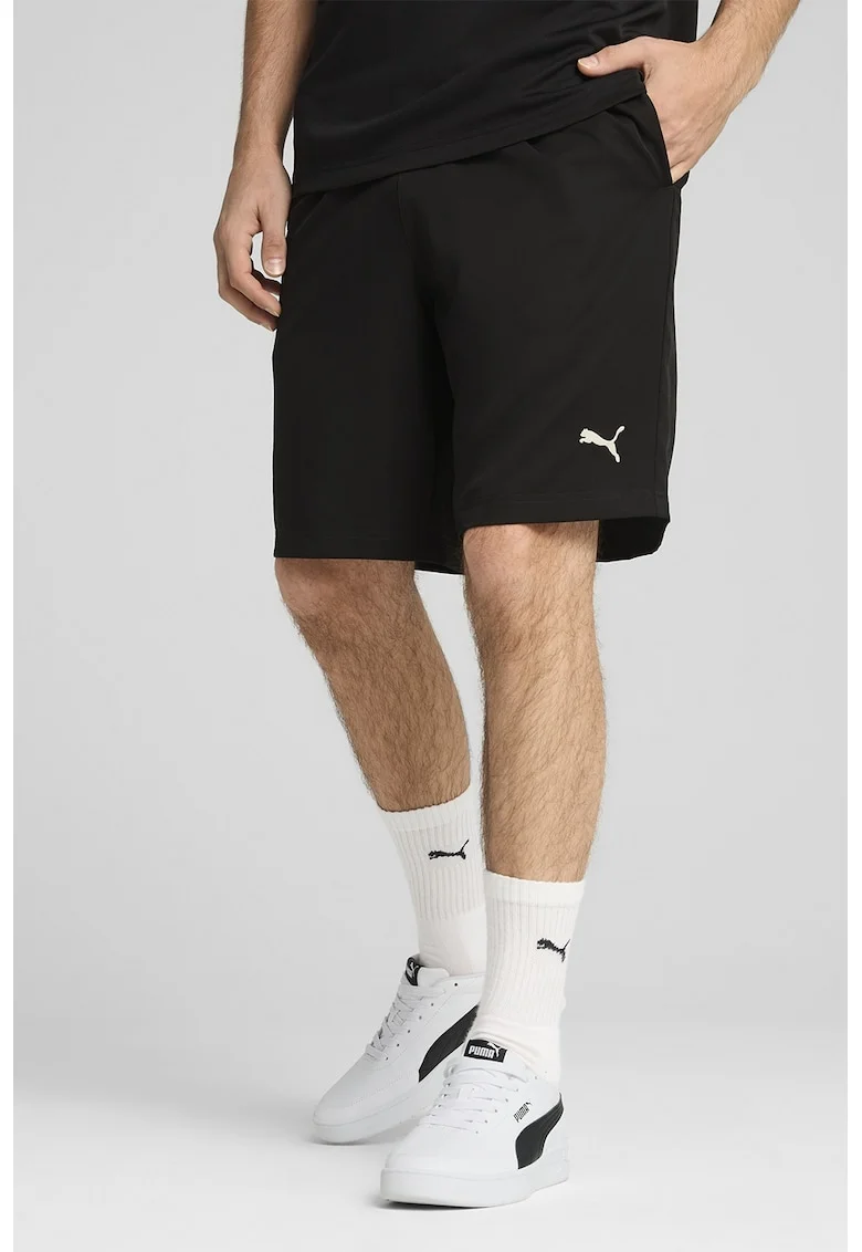Pantaloni scurti cu talie elastica si buzunare laterale, Negru