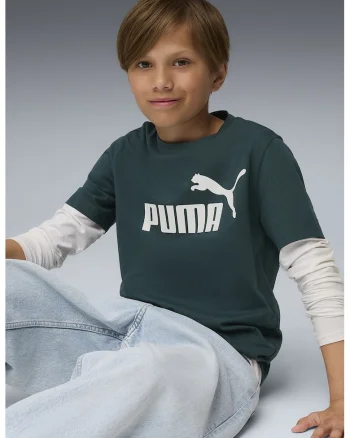 Tricou de bumbac cu decolteu la baza gatului si logo ESS No 1, Verde englez