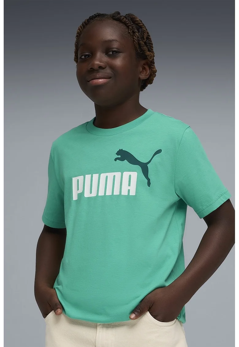 Tricou de bumbac cu imprimeu logo, Alb/Verde irlandez