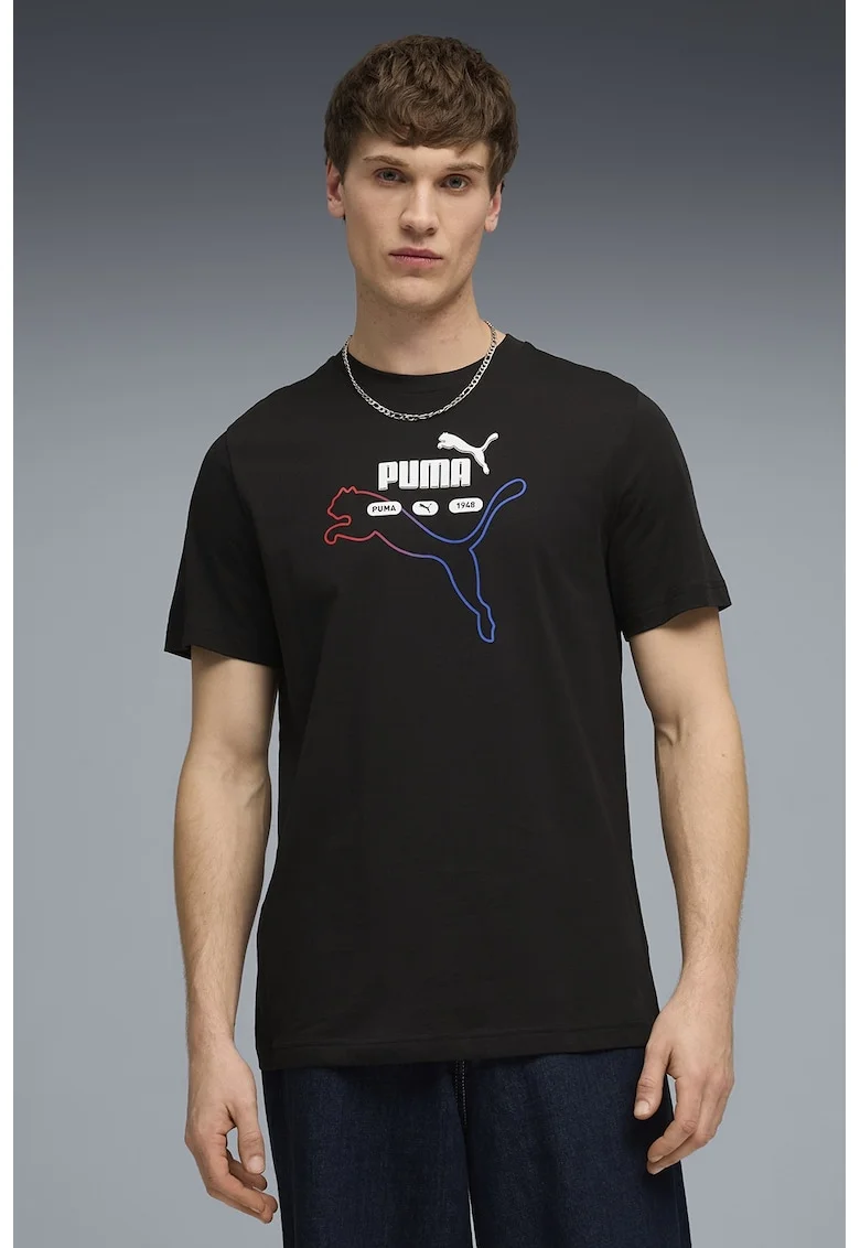 Tricou din bumbac cu imprimeu logo, Rosu/Negru/Albastru royal/Alb optic