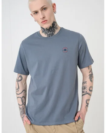 Tricou regular fit de bumbac cu logo discret, Albastru prafuit