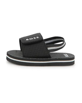 Sandale slingback cu logo, Alb/Negru