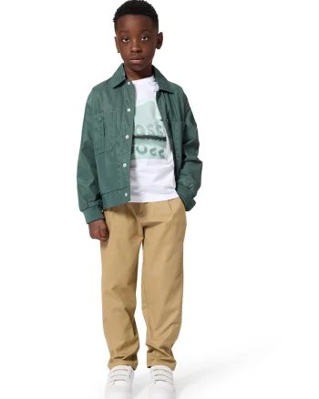 Tricou de bumbac cu imprimeu, Alb/Verde