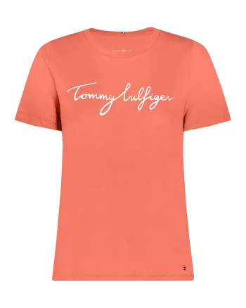 Tricou de bumbac organic cu logo Signature, Portocaliu mandarina