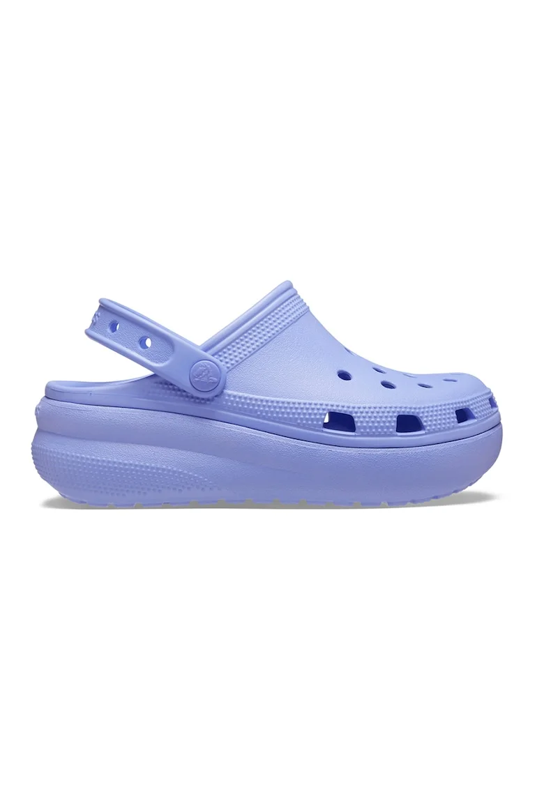 Saboti slingback cu talpa wedge si aspect perforat Cutie, Albastru azur
