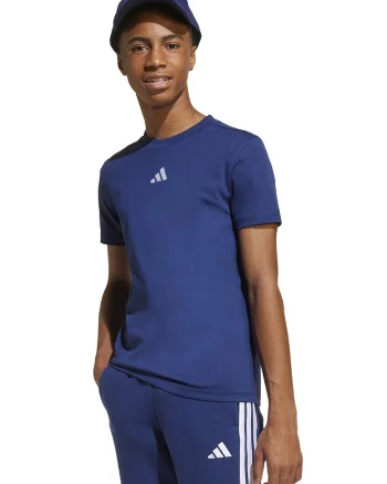 Tricou de bumbac cu decolteu la baza gatului, Albastru inchis
