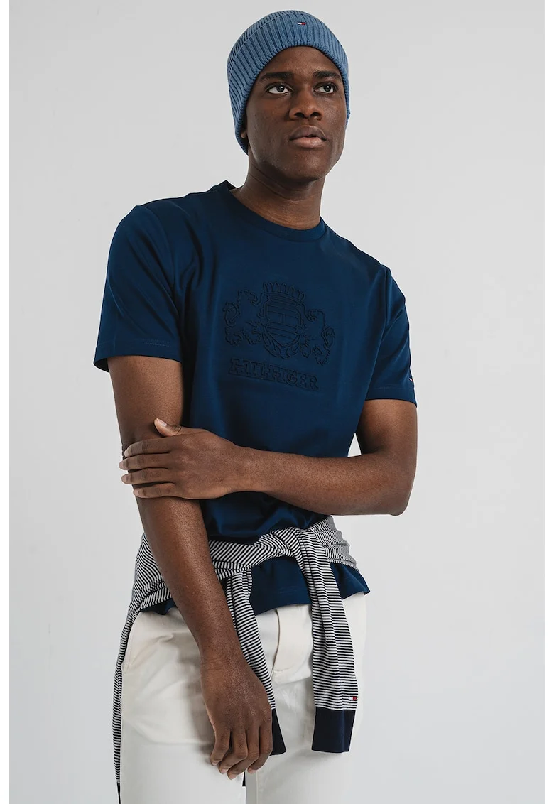 Tricou cu imprimeu logo, Bleumarin