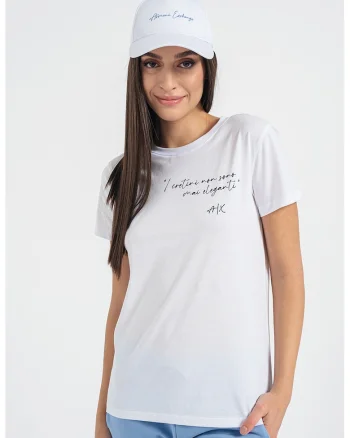 Tricou cu imprimeu text, Alb optic