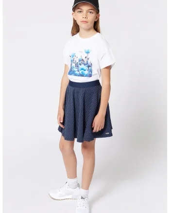 Tricou din amestec de bumbac cu imprimeu, Alb