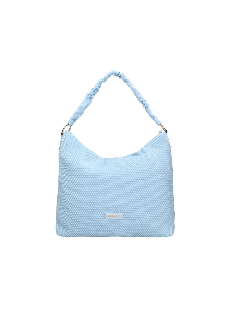 Geanta hobo texturata de piele ecologica, Albastru deschis