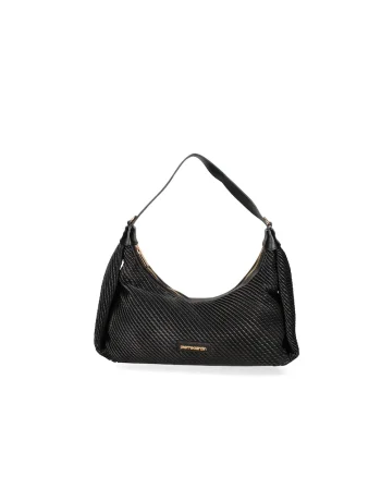 Geanta hobo de piele ecologica, Negru