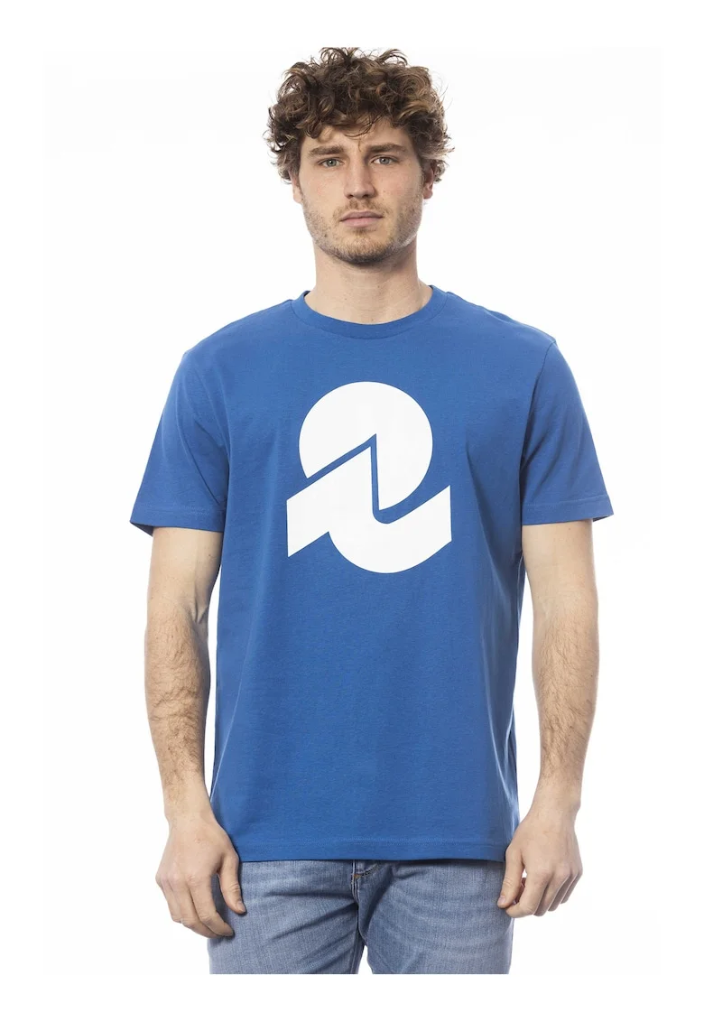 Tricou de bumbac cu imprimeu logo, Albastru royal