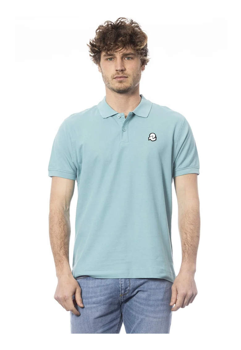 Tricou polo de bumbac pique, Albastru azur
