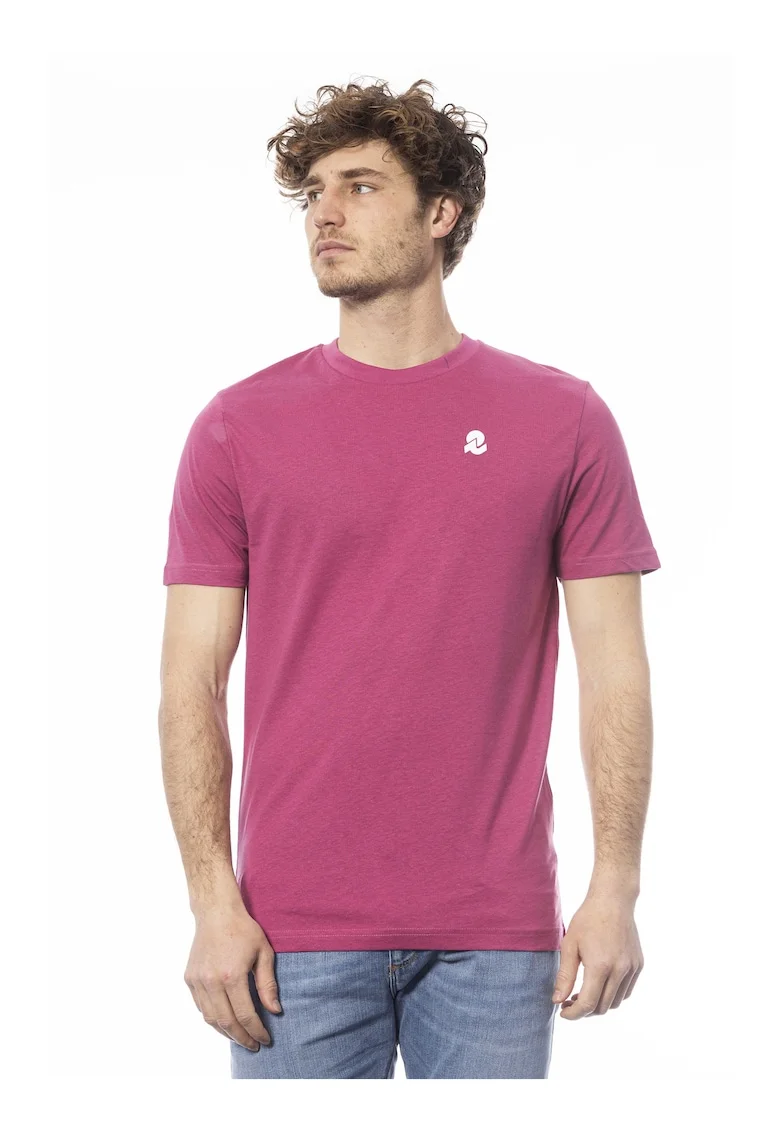 Tricou de bumbac cu decolteu la baza gatului, Rosu deschis