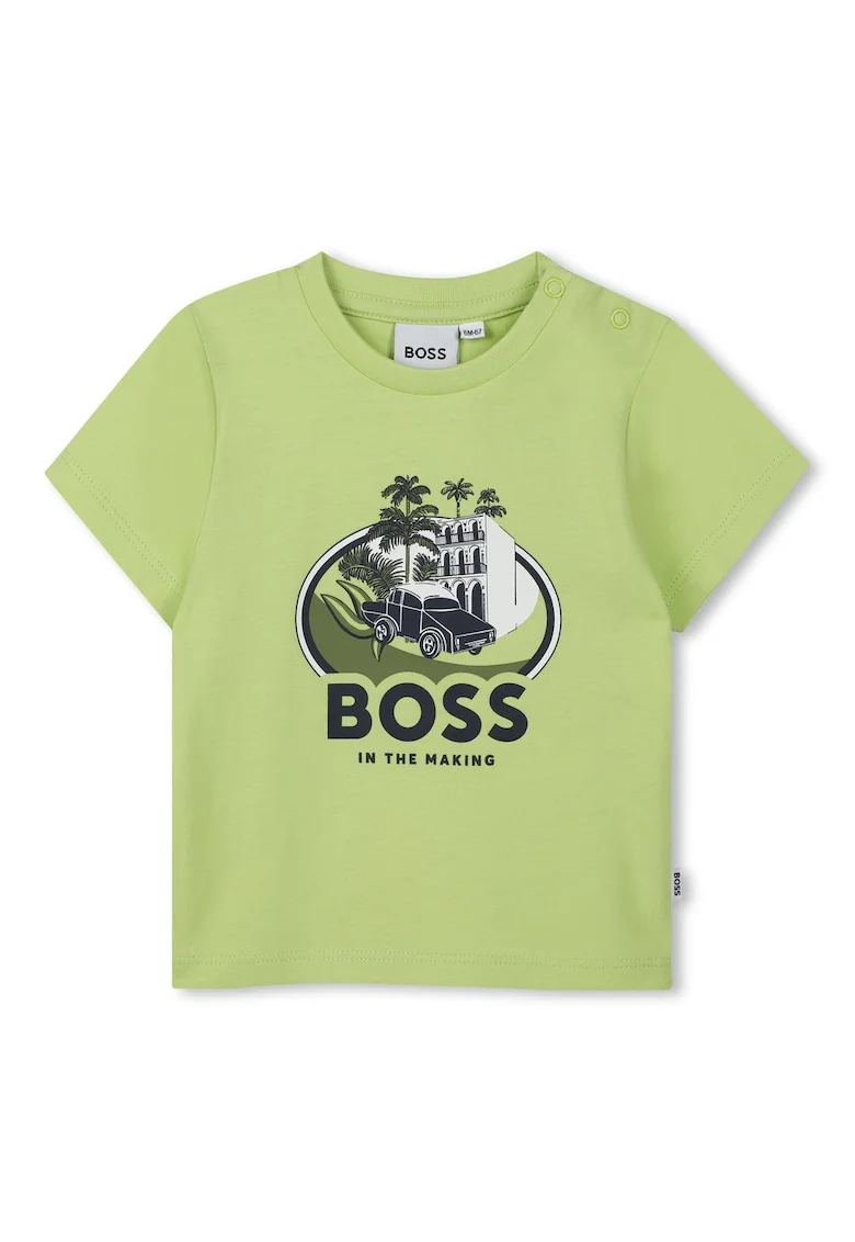 Tricou din bumbac cu imprimeu grafic, Verde pal
