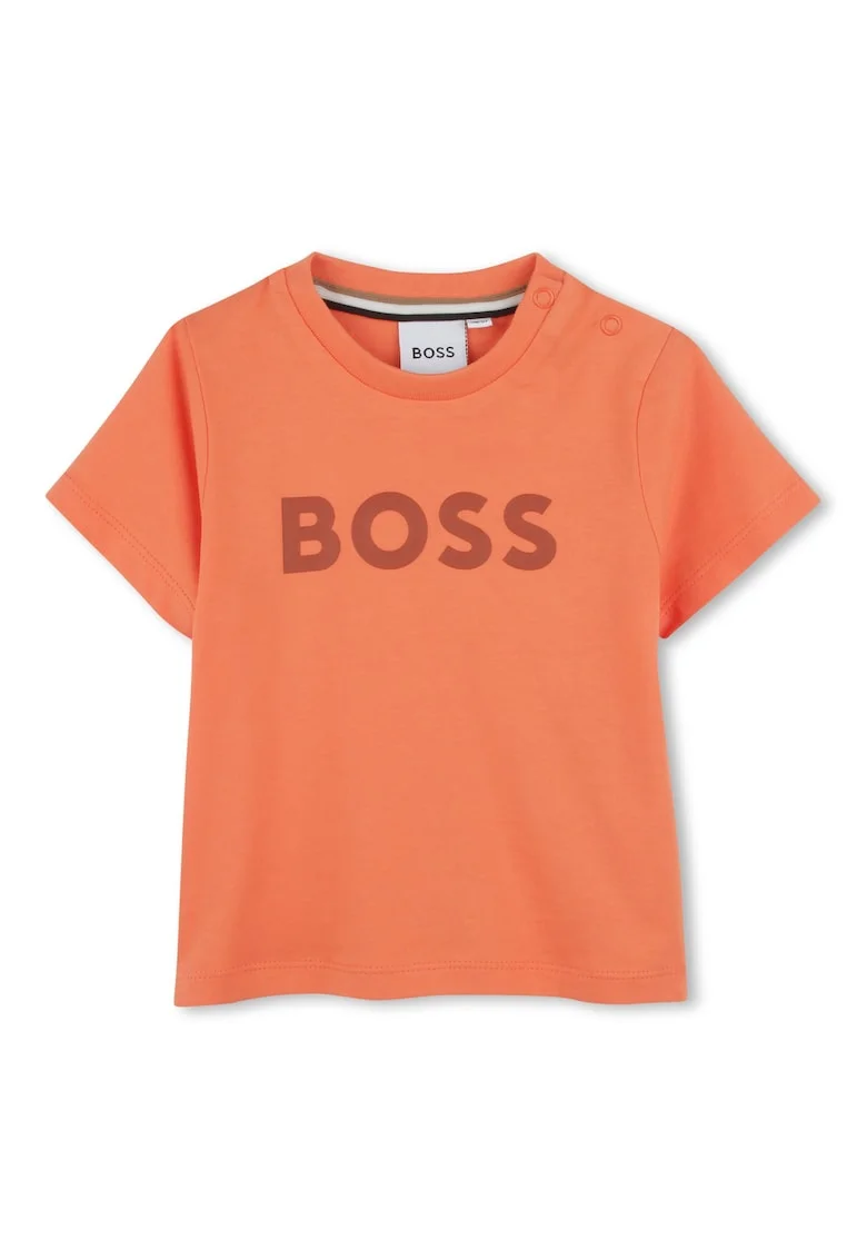 Tricou din bumbac cu decolteu la baza gatului, Portocaliu