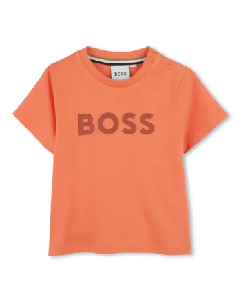 Tricou din bumbac cu decolteu la baza gatului, Portocaliu