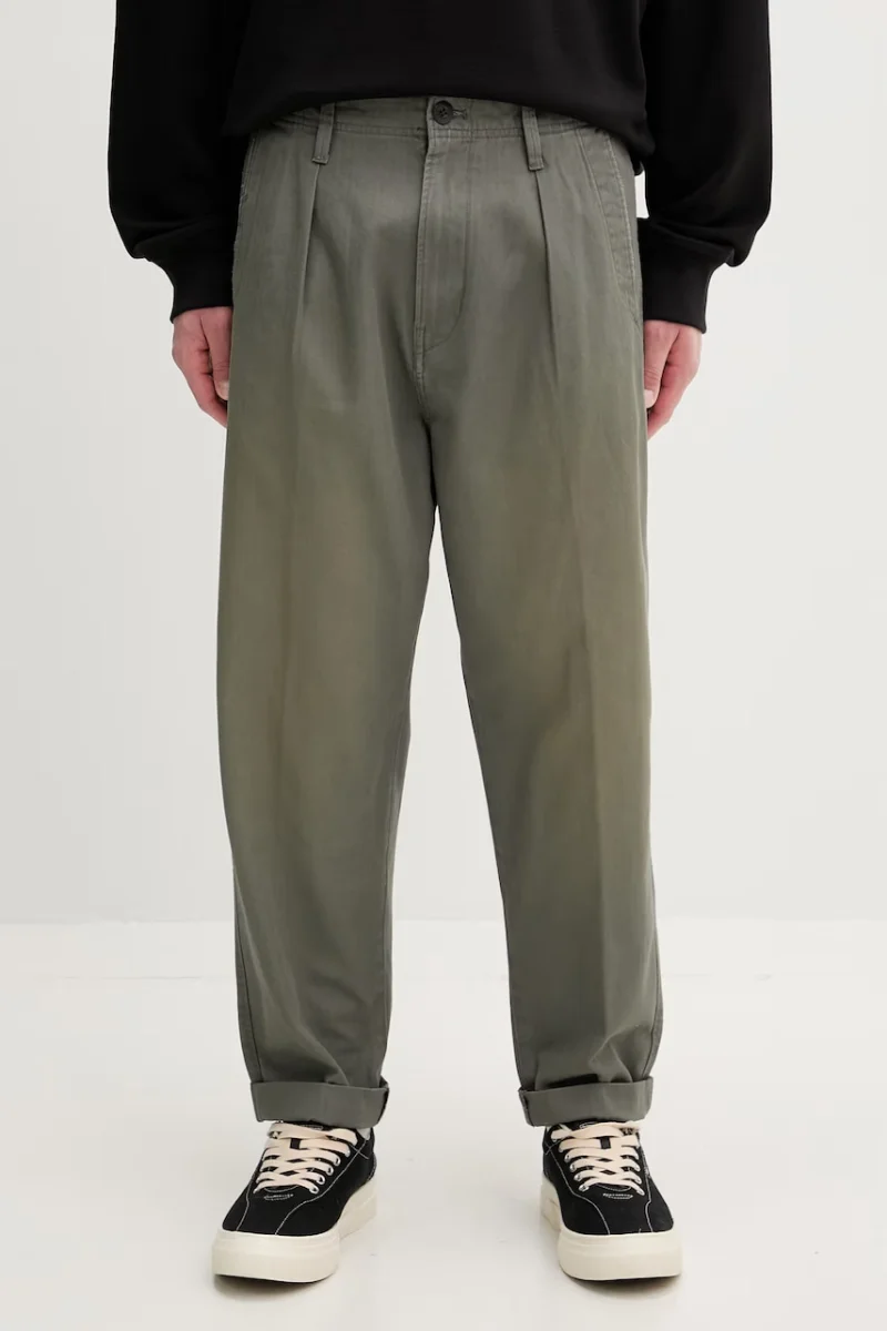 G-Star pantaloni pentru bărbați din bumbac Pleated Chino Relaxed Tapered