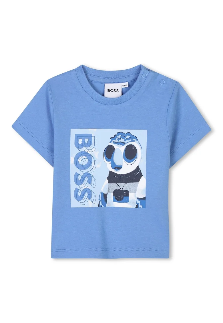 Tricou din bumbac cu imprimeu grafic, Albastru pastel