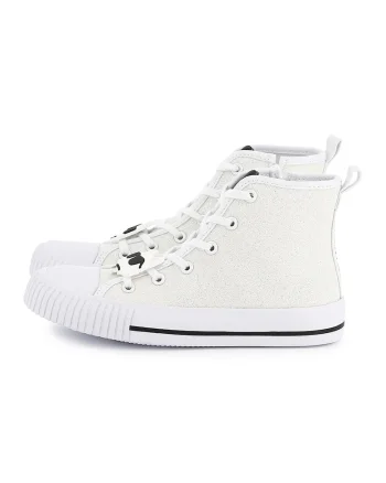 Pantofi sport din material textil cu detalii logo, Alb fildes/Argintiu