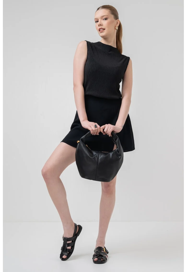 Bluza cu decolteu la baza gatului, fara maneci, Negru