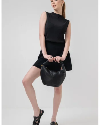 Bluza cu decolteu la baza gatului, fara maneci, Negru