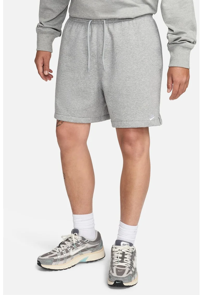 Pantaloni scurti cu snur si buzunare, Gri melange