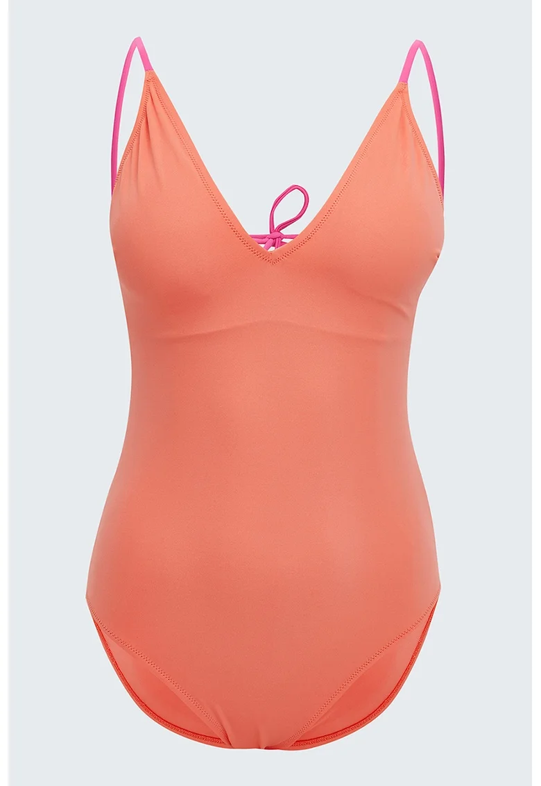 Costum de baie intreg cu decolteu in V, Coral