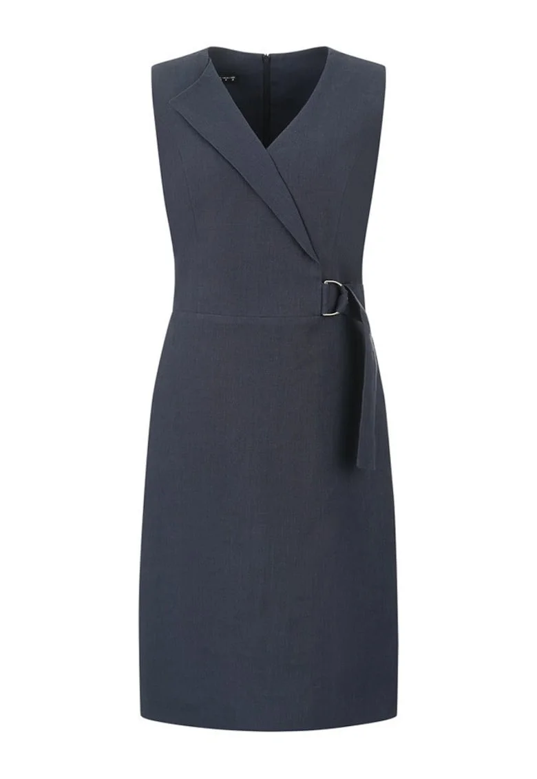 Rochie din canepa cu rever asimetric