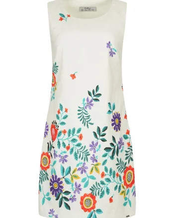 Rochie mini fara maneci, cu motive florale