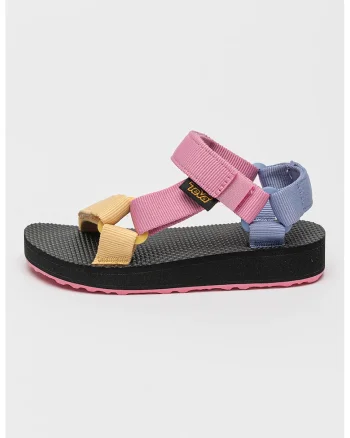 Sandale din material textil cu velcro, Negru/Galben/Roz pastel