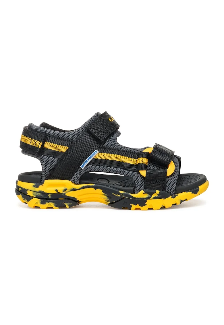 Sandale cu inchidere velcro Borrealis, Negru/Galben