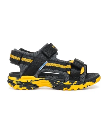 Sandale cu inchidere velcro Borrealis, Negru/Galben