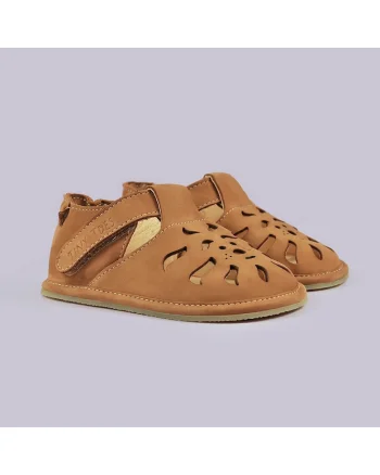 Sandale Barefoot din piele naturala, Chandu, Maro, Maro