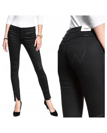 Blugi Dama,  Corynn, W26-L32, Bumbac, Fermoar, Lungi, Talie Medie, 4 Bunzuare, High-Quality, Negru