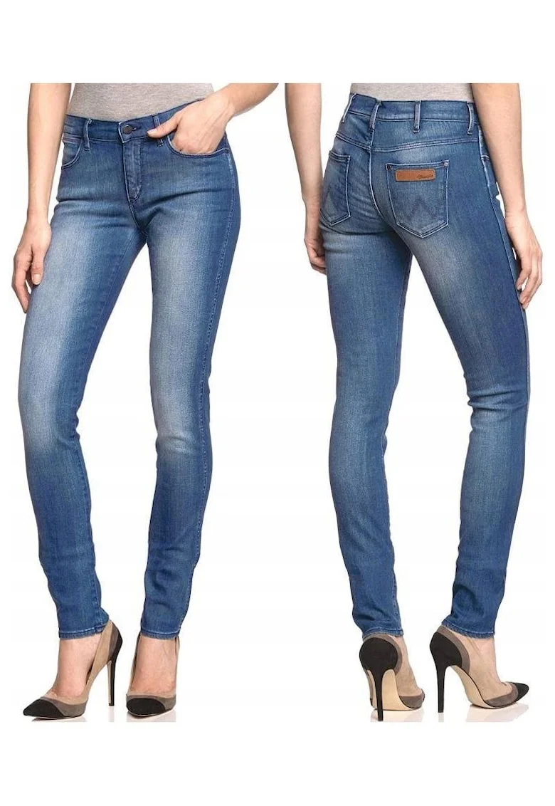 Blugi Dama,  Corynn, W25-L32, Bumbac, Fermoar, Lungi, Talie Medie, 5 Bunzuare, High-Quality, Albastru
