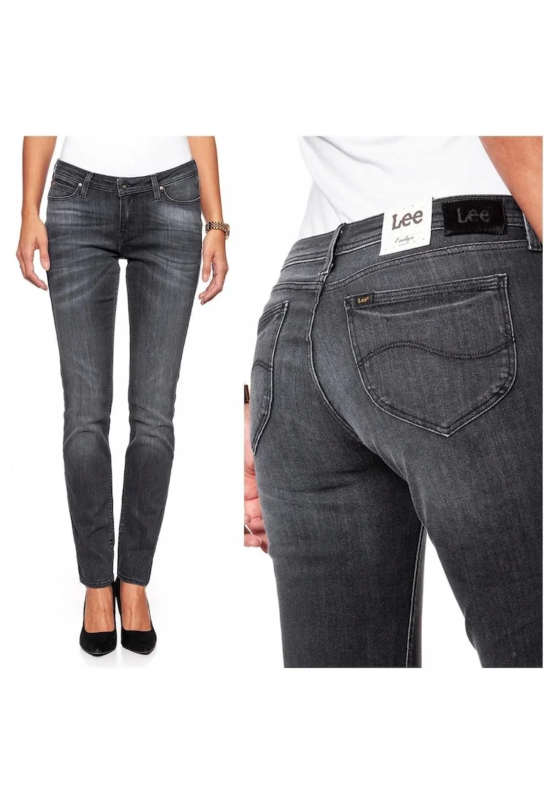 Blugi Dama,  Emilyn, W28-L33, Bumbac, Fermoar, Lungi, Talie Medie, 5 Bunzuare, High-Quality, Gri