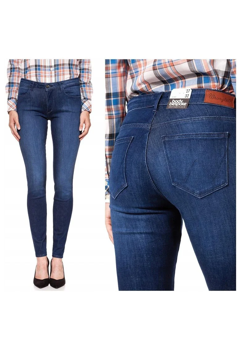 Blugi Dama,  Skinny W25-L32, Bumbac, Zipper, Lung, 20 Buzunare 2 Mari 2 Medii Exterioare1 Mic Interior, Talie Joasa, Albastru
